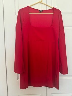 Nasty Gal Red Long-Sleeve Square Neck Mini Dress